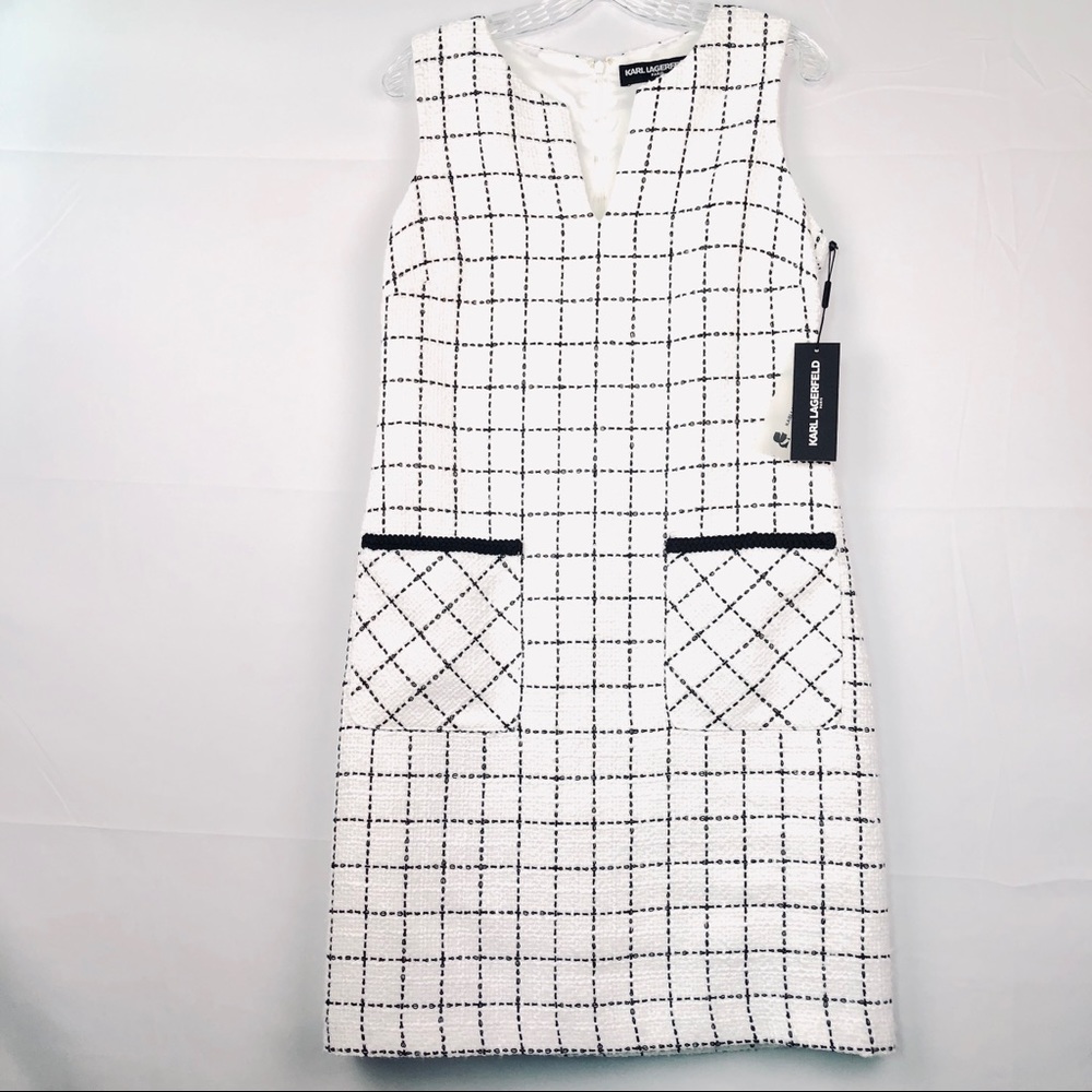 Karl Lagerfeld Paris Patterned Tweed Shift Dress